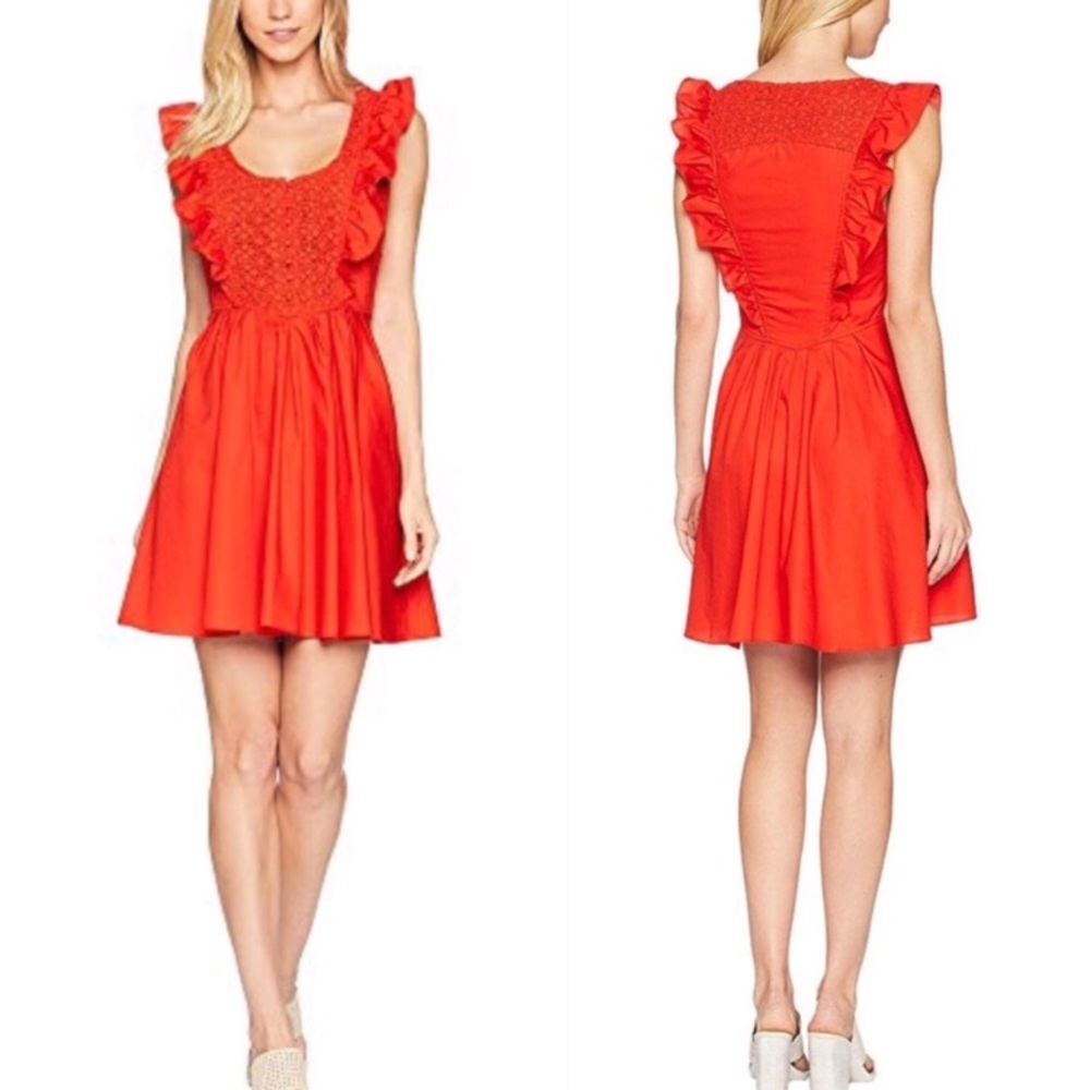 FREE PEOPLE Half Moon Mini Dress Hot Lava